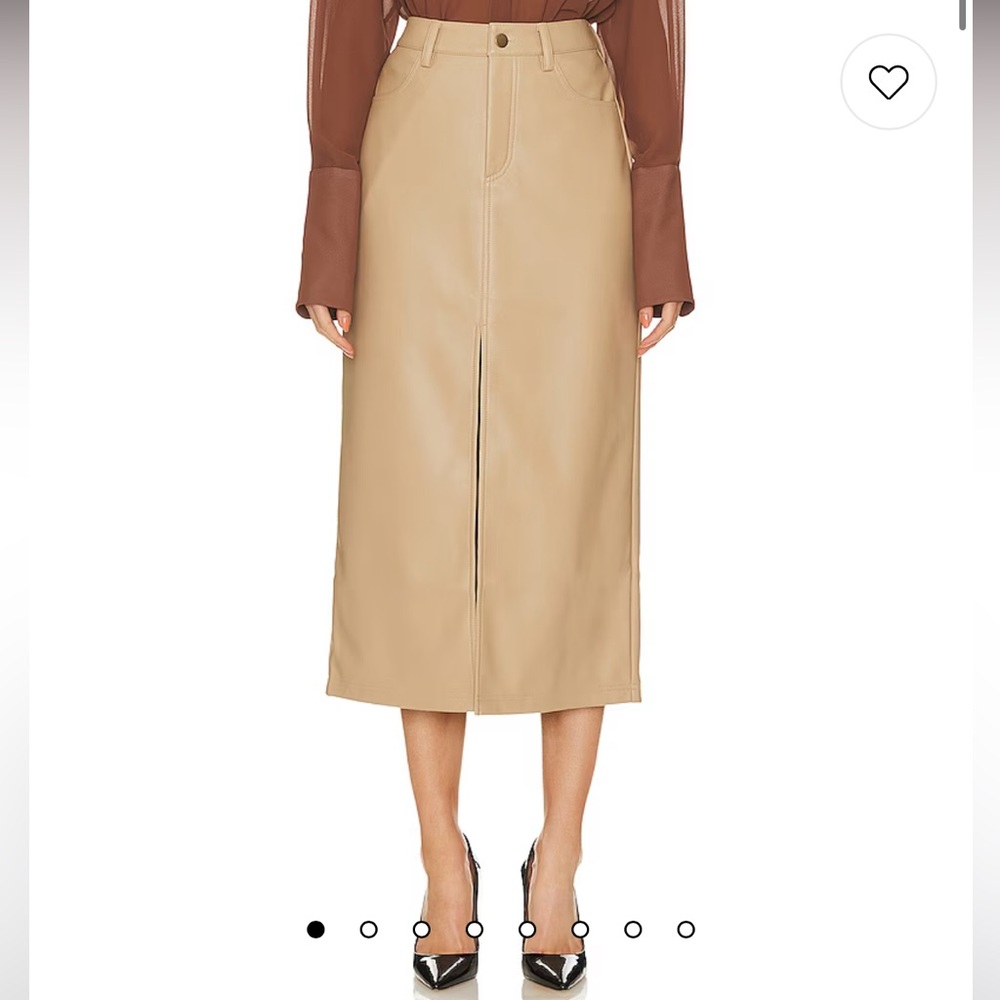 Steve Madden Pleather Midi Skirt in Tan